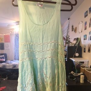 Free people mint white lace tunic dress S
